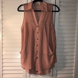 Blush button down top